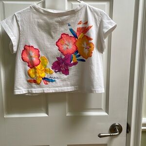 Stevi by Stevi Brooks Vintage Crop Tee with bright flowers One size